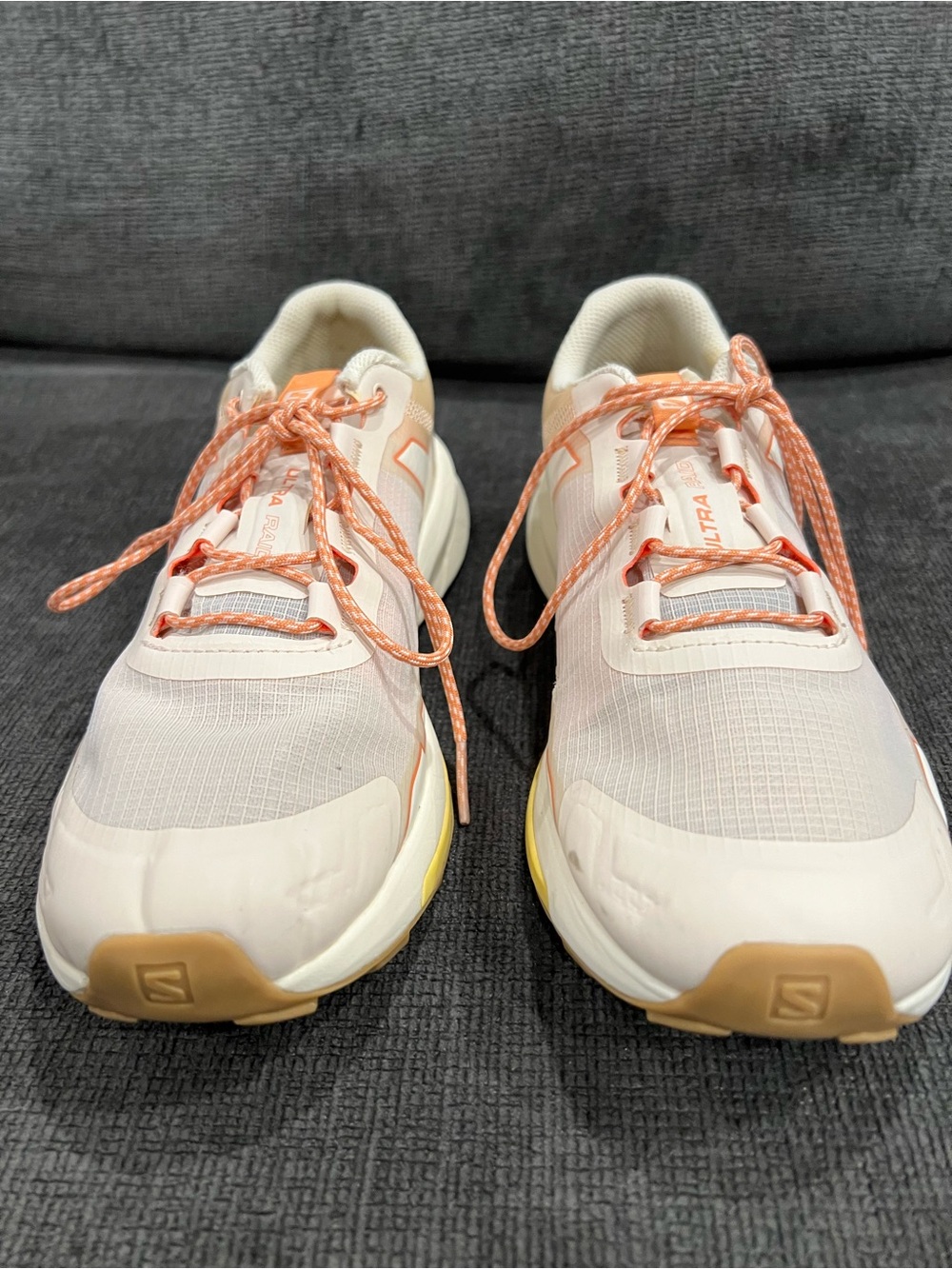 Salomon Women's Pale Pink Trail Sneakers with Peach Laces